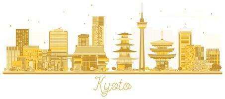 silueta dorada del horizonte de la ciudad de kyoto japón. vector