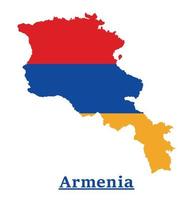 diseño del mapa de la bandera nacional de armenia, ilustración de la bandera del país de armenia dentro del mapa vector