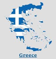 diseño del mapa de la bandera nacional de grecia, ilustración de la bandera del país de grecia dentro del mapa vector