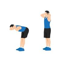 Man doing Good morning exercise for backside workout. Flat vector illustration isolated on white background