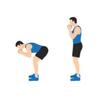 Man doing Dumbbell goodmorning exercise for backside workout. Flat vector illustration isolated on white background