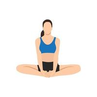 Woman doing Seated Butterfly Pose, Beautiful girl practice Baddha Upavistha Titli Asana. Flat vector illustration isolated on white background