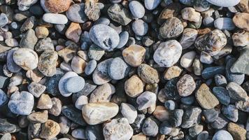 Pebble cobblestones on the beach seamless loop. Nautical marine background. video