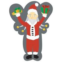 a grandfather with straight hair became Santa Claus and brought two gifts vector