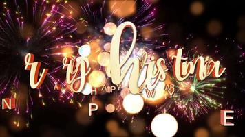 Merry Christmas and Happy New Year gold  text video