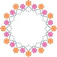 Beautiful flower pattern circular frame design, Border element with flower creation. vector
