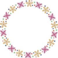 hermoso diseño de marco circular con patrón de flores, elemento de borde con creación de flores. vector