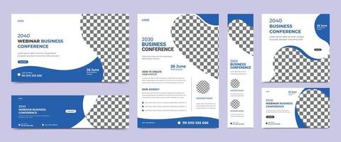 Webinar conference social media post banner design and online webinar conference invitation banner design template. Usable for web banner, square banner, cover and conference flyer. vector