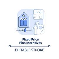 precio fijo más incentivos icono de concepto azul claro vector