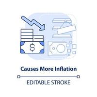 Causes more inflation light blue concept icon vector