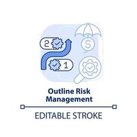 Outline risk management light blue concept icon vector