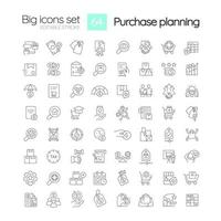 Procurement planning process linear icons set vector