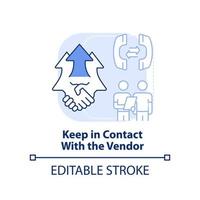 Keep in contact with vendor light blue concept icon vector