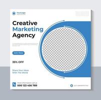 Modern Social Media Post Template, Creative Marketing Agency Banner Design, Web Banner, Blue Color, Pro Vector