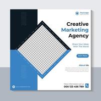 Creative Social Media banner Design, Business Social Media Post Template, Web Banner, Marketing Banner, Blue Color, Pro Vector