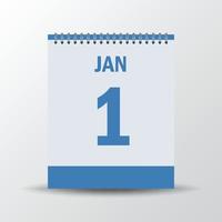 1 de enero vista en calendario de escritorio vector