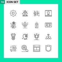 Modern Set of 16 Outlines and symbols such as digital art day speaker earth holiday Editable Vector Design Elements