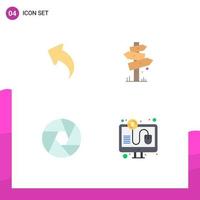 Set of 4 Vector Flat Icons on Grid for arrow aperture arrows camping focus Editable Vector Design Elements