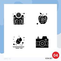 Modern Set of 4 Solid Glyphs and symbols such as machine drops weight biology park Editable Vector Design Elements