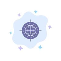 Globe Focus Target Connected Blue Icon on Abstract Cloud Background vector