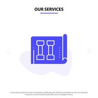 Our Services Equipment Fitness Inventory Sports Solid Glyph Icon Web card Template vector