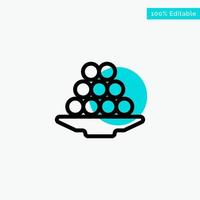 Bowl Delicacy Dessert Indian Laddu Sweet Treat turquoise highlight circle point Vector icon