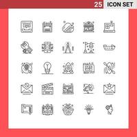 Modern Set of 25 Lines and symbols such as commerce shop web coffee shop seo Editable Vector Design Elements