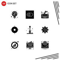 Pictogram Set of 9 Simple Solid Glyphs of games arcade game maps gps Editable Vector Design Elements