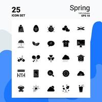 25 Spring Icon Set 100 Editable EPS 10 Files Business Logo Concept Ideas Solid Glyph icon design vector