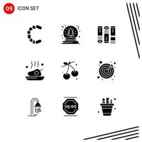 9 Universal Solid Glyphs Set for Web and Mobile Applications berry meal wireframing food chicken Editable Vector Design Elements