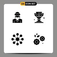 Solid Glyph Pack of 4 Universal Symbols of glasses database technology dad share Editable Vector Design Elements