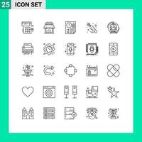 Universal Icon Symbols Group of 25 Modern Lines of smart metro data vegetable carrot Editable Vector Design Elements