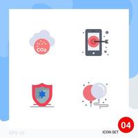 Group of 4 Flat Icons Signs and Symbols for air shield pollution smartphone birthday Editable Vector Design Elements