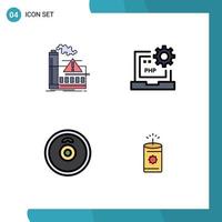 4 iconos creativos, signos y símbolos modernos de contaminación, placas de codificación de alerta para portátiles, elementos de diseño vectorial editables vector