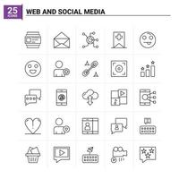 25 Web and Social Media icon set vector background