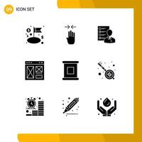 conjunto de 9 iconos de interfaz de usuario modernos símbolos signos para perfil de habilidades de interfaz reanudar trabajo elementos de diseño vectorial editables vector