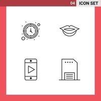 Group of 4 Modern Filledline Flat Colors Set for clock advertising watch mobile hand Editable Vector Design Elements