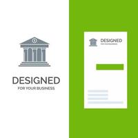 Bank Business Finance Building Money  Grey Logo Design and Business Card Template vector