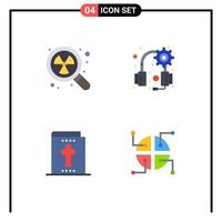 User Interface Pack of 4 Basic Flat Icons of nuclear holiday search headset network Editable Vector Design Elements