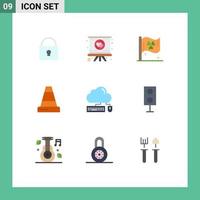 9 Universal Flat Colors Set for Web and Mobile Applications cloud keyboard flag computing construction Editable Vector Design Elements
