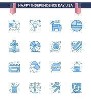 Stock Vector Icon Pack of American Day 16 Line Signs and Symbols for church american american usa flag Editable USA Day Vector Design Elements