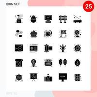 Pack of 25 Modern Solid Glyphs Signs and Symbols for Web Print Media such as devices barrier festival barricade imac Editable Vector Design Elements