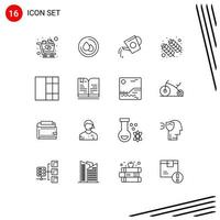 Universal Icon Symbols Group of 16 Modern Outlines of grid india beverage holi food Editable Vector Design Elements