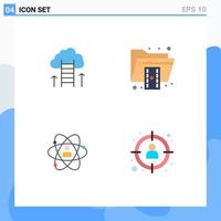 User Interface Pack of 4 Basic Flat Icons of career path video success file growth Editable Vector Design Elements