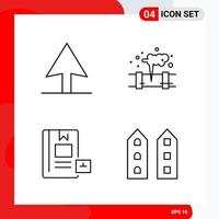 Creative Set of 4 Universal Outline Icons isolated on White Background Creative Black Icon vector background