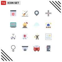 Set of 16 Commercial Flat Colors pack for code laptop setting winter holiday Editable Pack of Creative Vector Design Elements