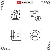 Pictogram Set of 4 Simple Filledline Flat Colors of office book attention logistic knowledge Editable Vector Design Elements