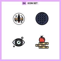 Set of 4 Vector Filledline Flat Colors on Grid for creative medical tool cookie eye test Editable Vector Design Elements
