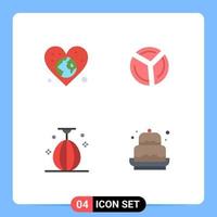 Universal Icon Symbols Group of 4 Modern Flat Icons of earth bag love graph small Editable Vector Design Elements