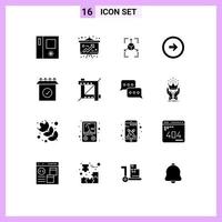 Set of 16 Modern UI Icons Symbols Signs for setup product database right user Editable Vector Design Elements